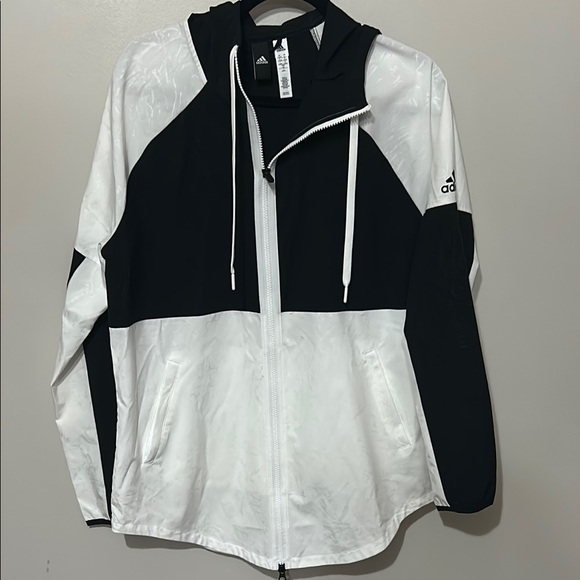 adidas Jackets & Blazers - Adidas Women's Black and White windbreaker size L